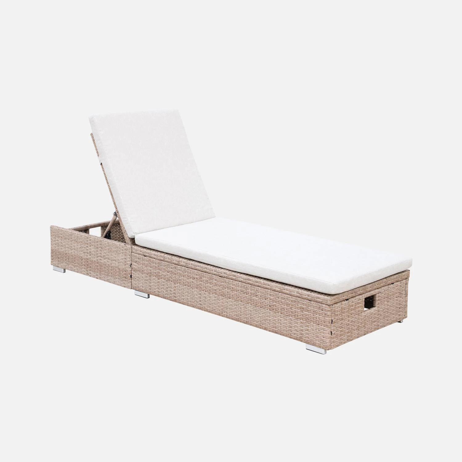 Bain De Soleil Résine Tressée, Polyester, Multi Positions 1 Bain De Soleil Résine Tressée, Polyester, Multi Positions