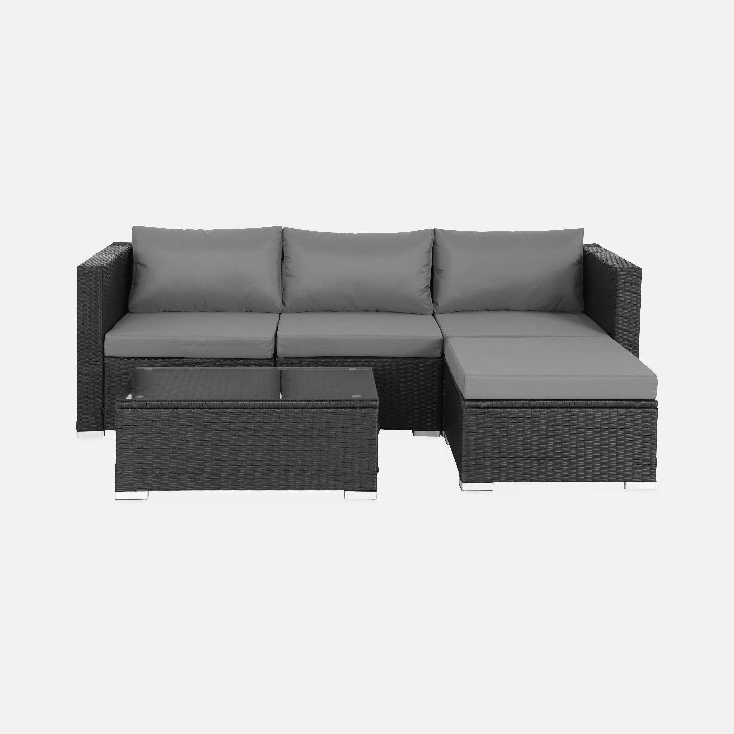 Salon De Jardin Résine 4 Places Couleur : Noir / Gris 2 Salon De Jardin Résine 4 Places Couleur : Noir / Gris – Image 2