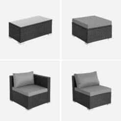 Salon De Jardin Résine 4 Places Couleur : Noir / Gris 6 Salon De Jardin Résine 4 Places Couleur : Noir / Gris -Mobilier de maison wksofakdbkgy cd92e7324ed45a843d981ccab7f69952