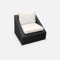 Salon De Jardin Triangle Résine Tressée 2 Places Couleur : Noir / Ecru -Mobilier de maison wktrianglebk 7bf39ff930ded704688d3d4cf22d053b