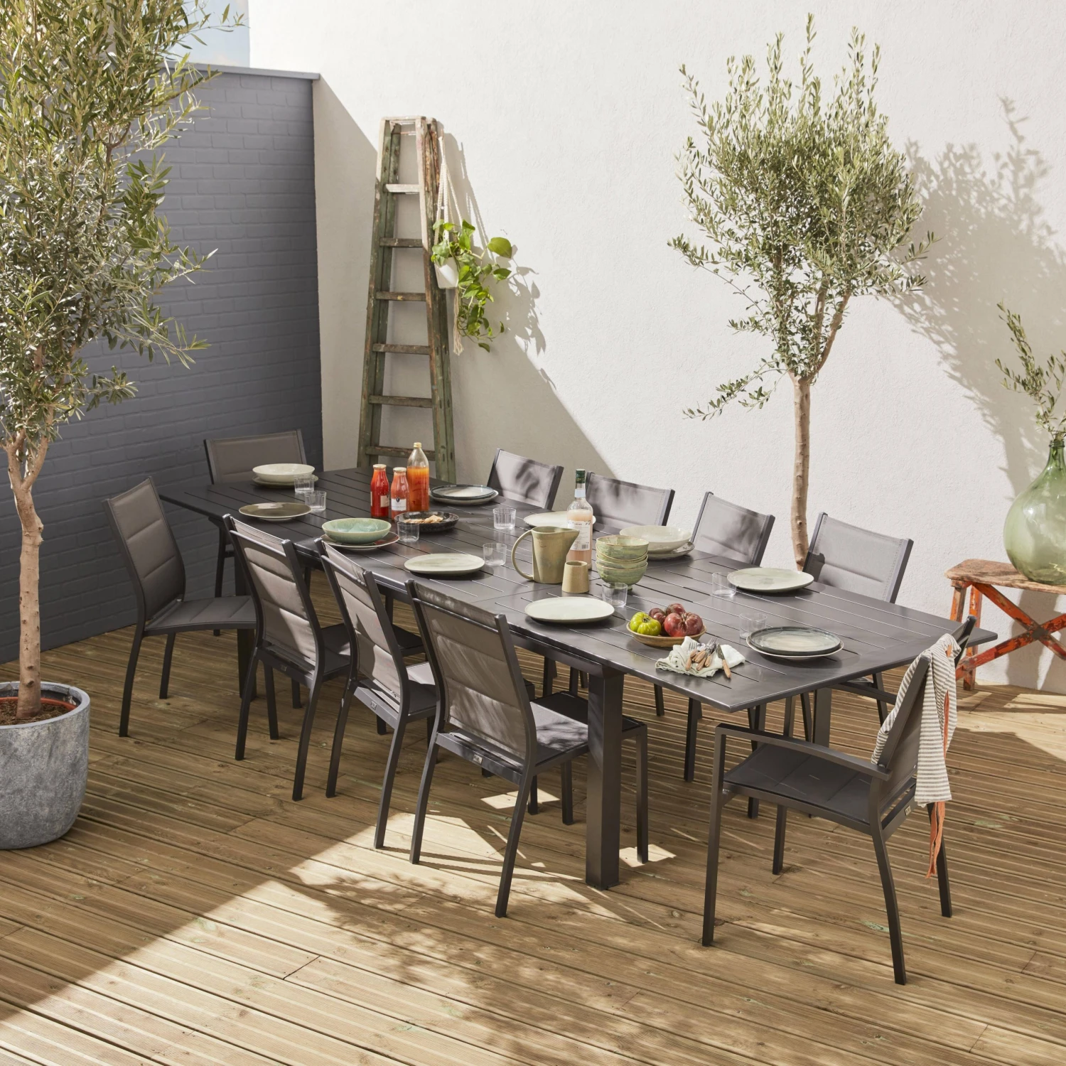 Table De Jardin Extensible Aluminium, 10 Chaises 1 Table De Jardin Extensible Aluminium, 10 Chaises