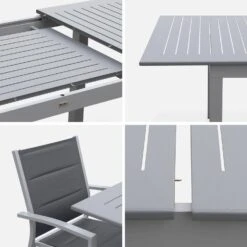 Table De Jardin Extensible Aluminium, 6 Chaises Couleur : Gris / Gris Foncé 15 Table De Jardin Extensible Aluminium, 6 Chaises Couleur : Gris / Gris Foncé -Mobilier de maison xtsafm210r6at 807e046bcb5765ab554ff9e1a5bbbd9c