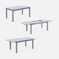 Table De Jardin Extensible Aluminium, 6 Chaises Couleur : Gris / Gris Foncé 11 Table De Jardin Extensible Aluminium, 6 Chaises Couleur : Gris / Gris Foncé -Mobilier de maison xtsafm210r6at cf6bb665c1fbd5745416d300811408fc